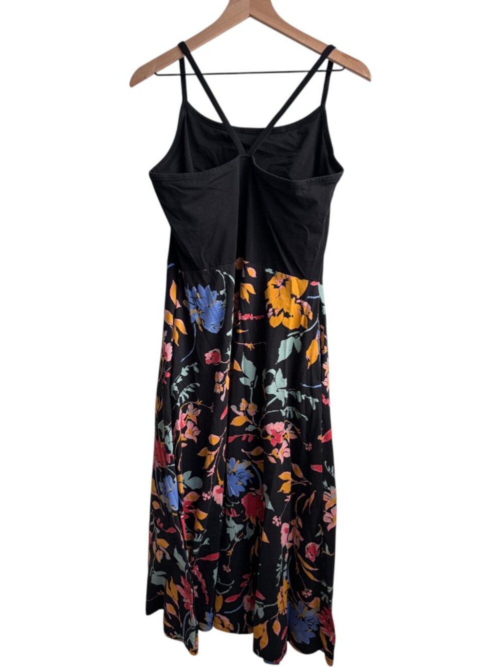 Pact Organic Cotton Fit & Flare Dress Black Floral Print Midi Sleeveless-XL - Picture 3 of 5